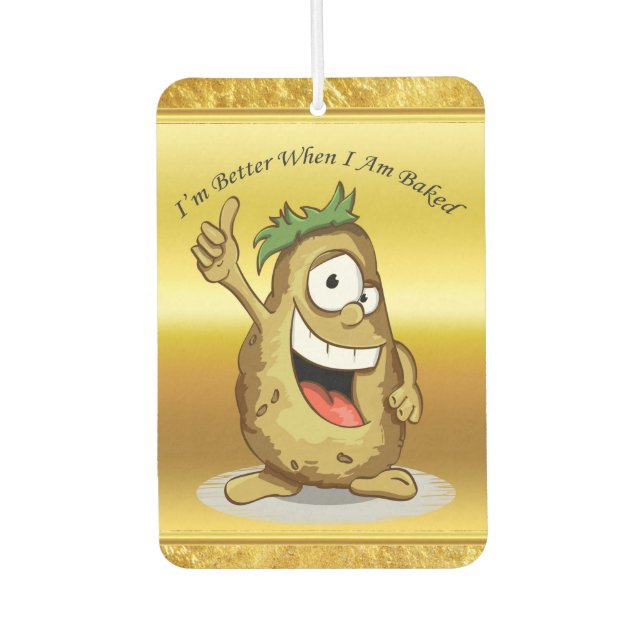 Cartoon character potato with green hair air freshener (Front)