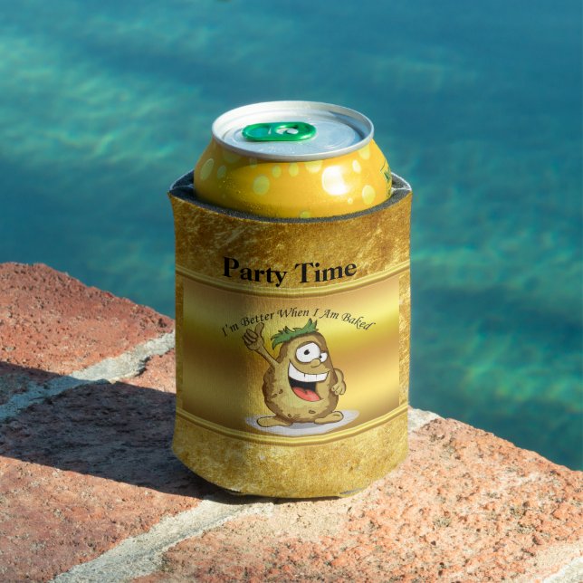 Cartoon character potato with green hair can cooler (In Situ Pool)