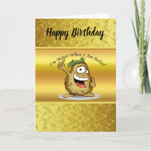 Cartoon character potato with green hair card