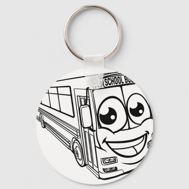Cartoon Character School Bus Mascot Keychain (Front)