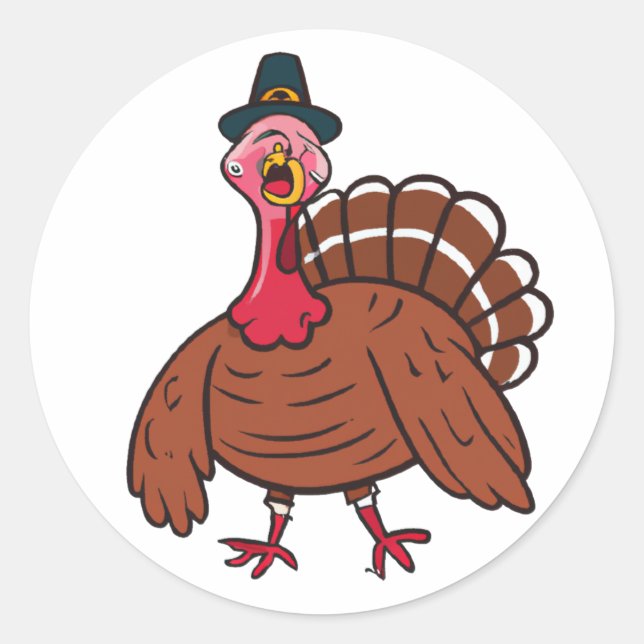 Cartoon Character - Turkey Classic Round Sticker (Front)
