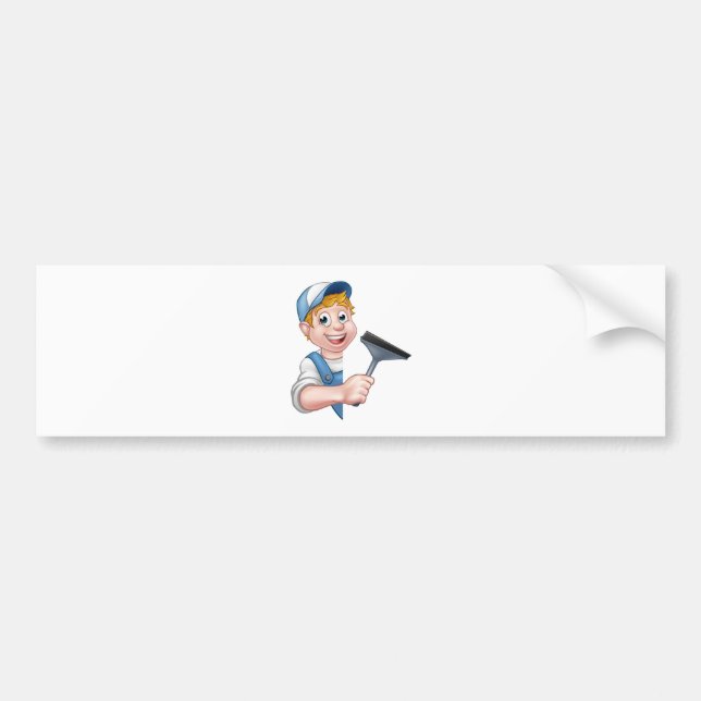 Cartoon Character Window Cleaner Bumper Sticker (Front)