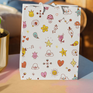 Cartoon Characters Seamless Pattern Medium Gift Bag