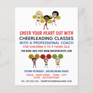 Cartoon Cheerleader Design, Cheerleading Classes Flyer