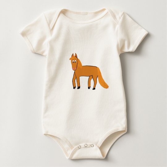 Cartoon Chestnut Horse Baby Bodysuit