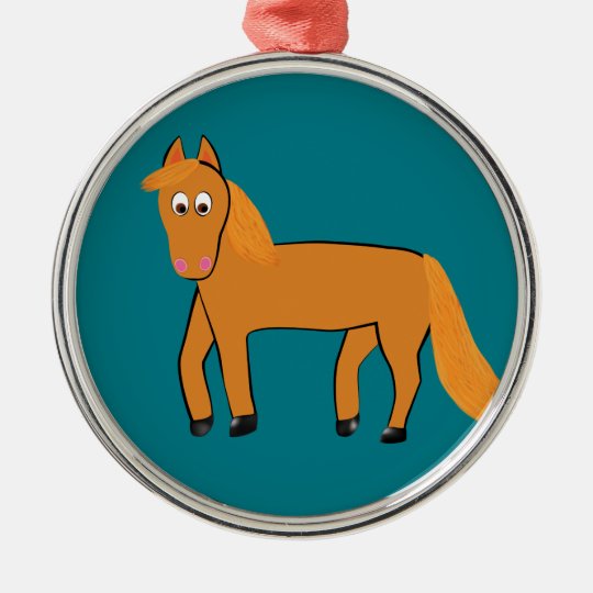 Cartoon Chestnut Horse Metal Ornament
