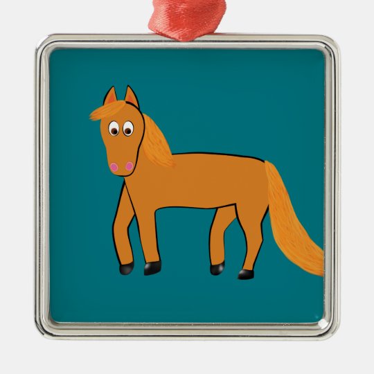 Cartoon Chestnut Horse Metal Ornament