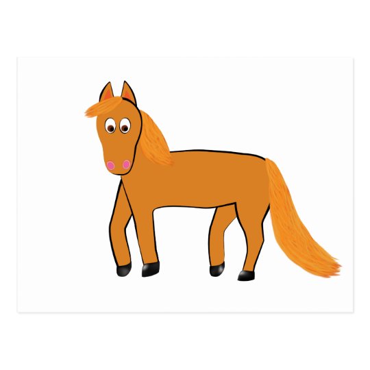 Cartoon Chestnut Horse Postcard