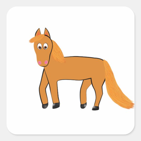 Cartoon Chestnut Horse Square Sticker