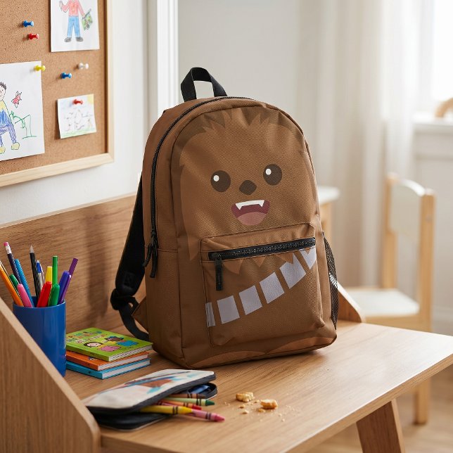 Cartoon Chewbacca - Rarrrgghh!! Printed Backpack (Simulated backpack on desk)
