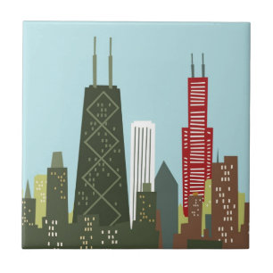 Cartoon Chicago Tile