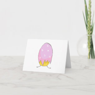 Cartoon Chick Stuck in Egg Running BLANK  Card