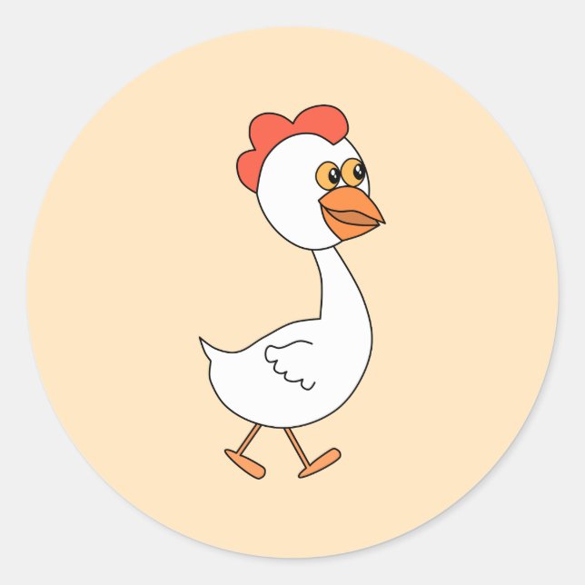 Cartoon Chicken. Classic Round Sticker (Front)