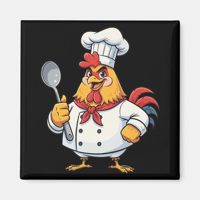 Cartoon Chicken Cook Rooster Chef Kitchen  Magnet (Front)