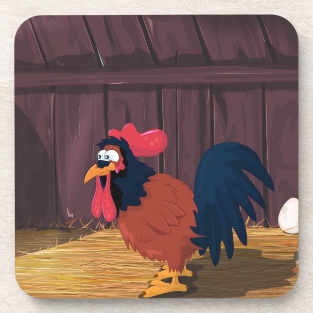Cartoon Chicken Hen House Coaster (Front)