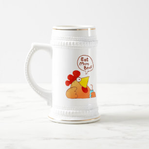 Cartoon Chicken Mug Chicken Says Eat More Beef