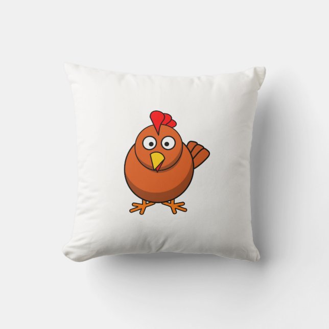 Cartoon Chicken Throw Pillow (Front)
