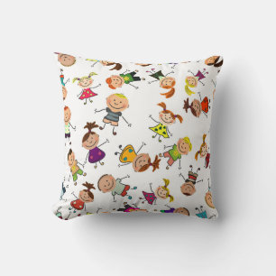 Cartoon Children Throw Pillow