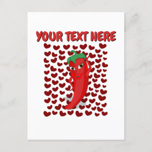 Cartoon Chili Pepper With Custom Text Postcard