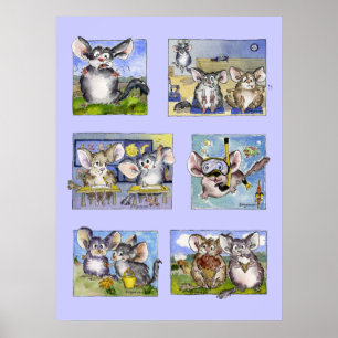 Cartoon Chinchillas Être mignon Poster personnalis