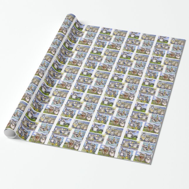 Cartoon Chinchillas Wrapping Paper (Unrolled)