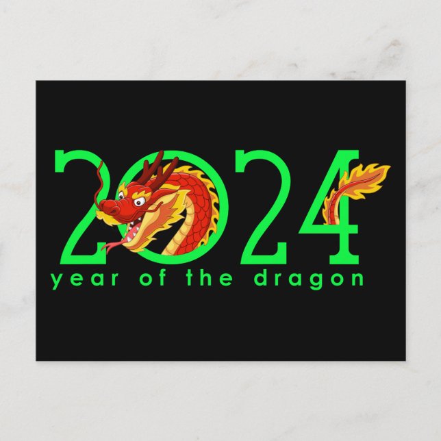 Cartoon Chinese Year of the Dragon Postcard (Front)