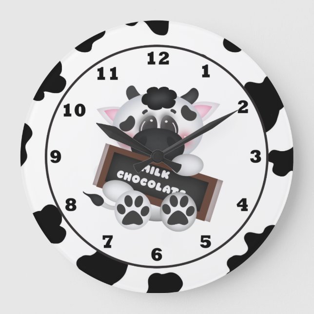 Cartoon Chocolate Cow wall clock (Front)