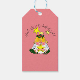 Cartoon Christmas Angel Holding Star Gift Tags