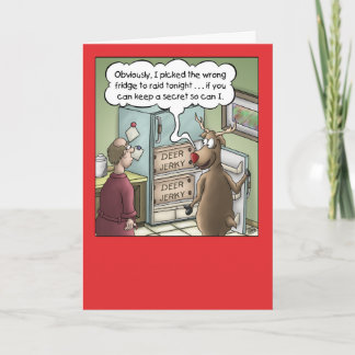 Cartoon Christmas Card: Raiding the Fridge Holiday Card