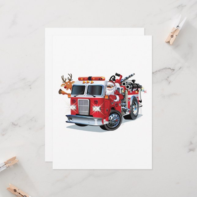 Cartoon Christmas firetruck (Front/Back In Situ)