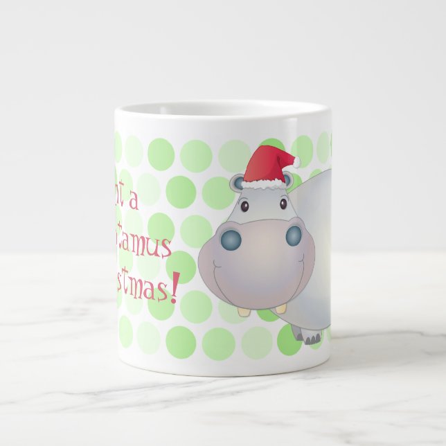 Cartoon Christmas Hippopotamus Jumbo Mug (Front)