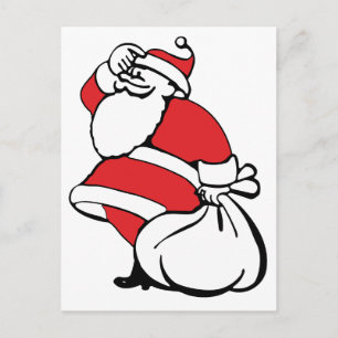 Cartoon Christmas Jolly Santa Claus, Sack of Toys Holiday Postcard