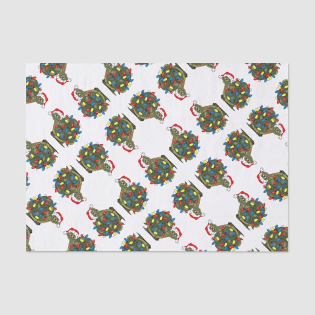 Cartoon Christmas Lights Turtle Tissue Paper (Front)