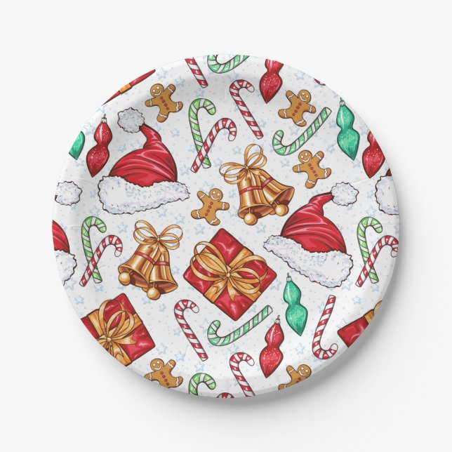 Cartoon Christmas Pattern Paper Plate (Front)