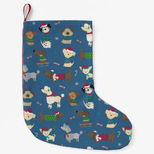 Cartoon Christmas Pups   Small Christmas Stocking