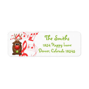 Cartoon Christmas Reindeer Return Address Label