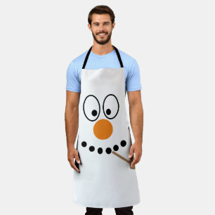 Cartoon Christmas Snowman Face Apron