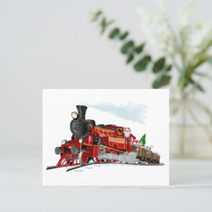 Cartoon Christmas train Postcard