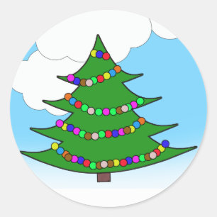 Cartoon Christmas Tree Classic Round Sticker