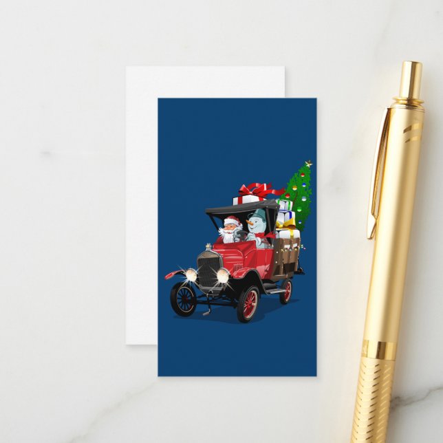 Cartoon Christmas truck Enclosure Card (Front/Back In Situ)
