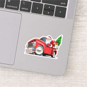 Cartoon Christmas truck with Santa