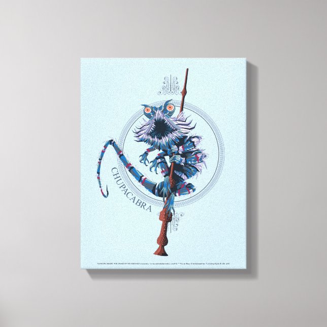 Cartoon Chupacabra & Elder Wand Canvas Print (Front)
