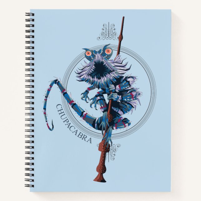 Cartoon Chupacabra & Elder Wand Notebook (Front)