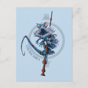 Cartoon Chupacabra & Elder Wand Postcard