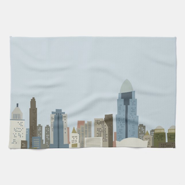 Cartoon Cincinnati Kitchen Towel (Horizontal)