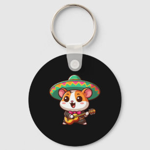 Cartoon Cinco De Mayo Hamster Mariachi Guitar Mexi Keychain