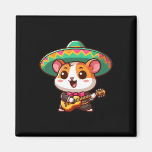 Cartoon Cinco De Mayo Hamster Mariachi Guitar Mexi Magnet