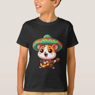 Cartoon Cinco De Mayo Hamster Mariachi Guitar Mexi T-Shirt