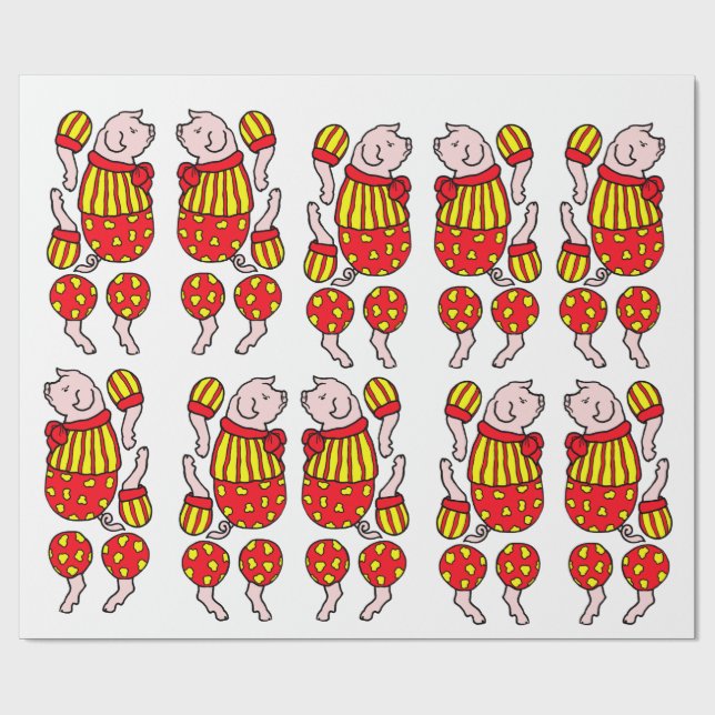 cartoon circus pig articulated animal paper doll  (Flat)