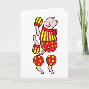 cartoon circus pig paper doll art card